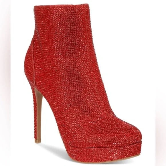 Thalia Sodi Shoes - Thalia Sodi Women's Chiara Platform Dress Booties Red Lurex Glitter Ankle Boots